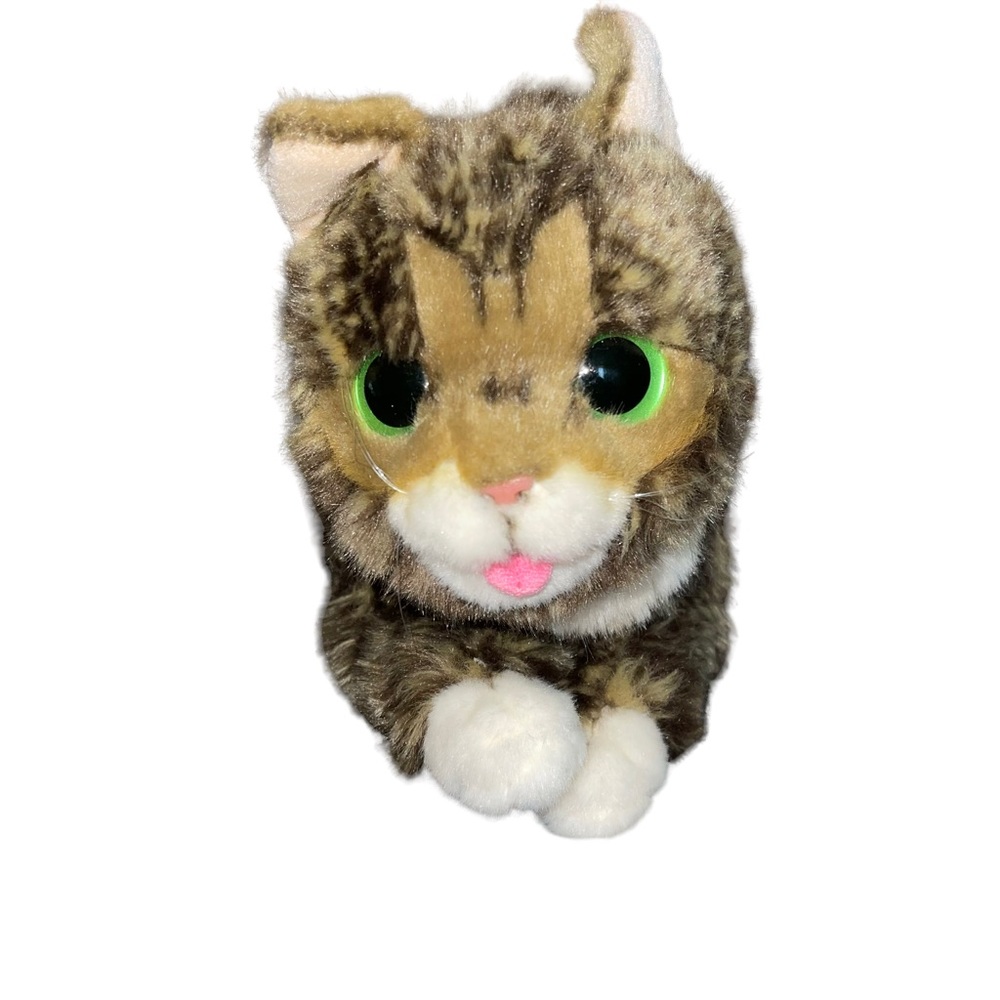 Cuddle Barn Lil Bub Tabby Cat Plush Toy 12" Realistic Stuffed Animal Green Eyes